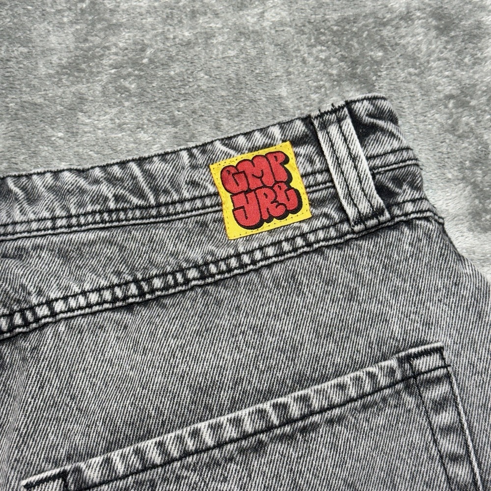 Empyre Men Shorts 30 Gray Denim Embroidered Jean Grunge Skater Baggy Y2K - Picture 6 of 8